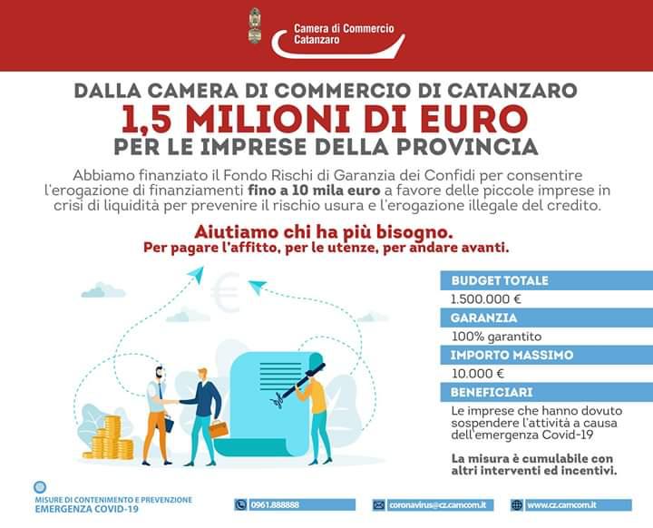CAMERA DI COMMERCIO DI CATANZARO FONDO € 1.5 MILIONI